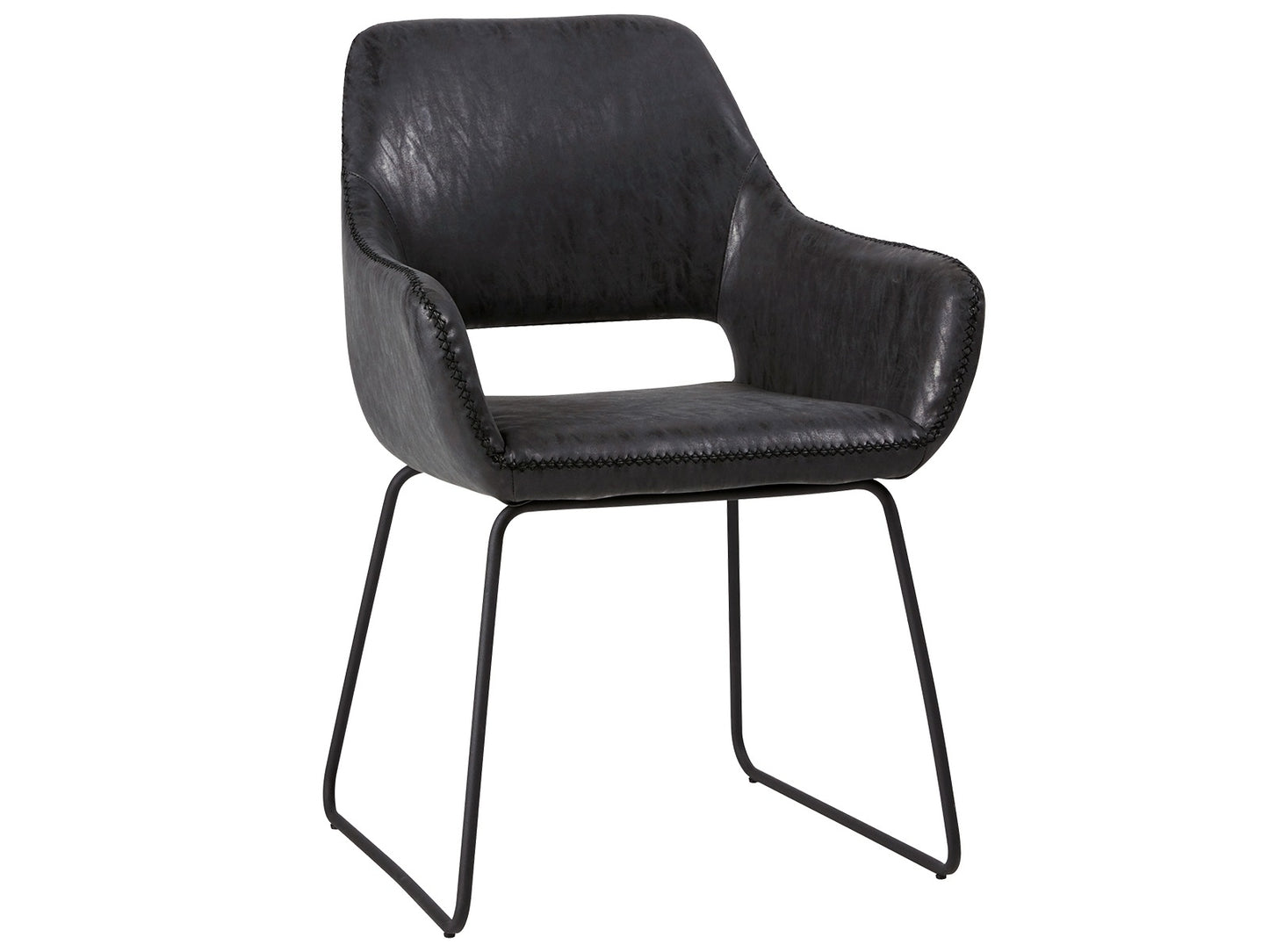 2 stk. Angel Spisebordsstole, sort kunstlæder, sort metal ben.