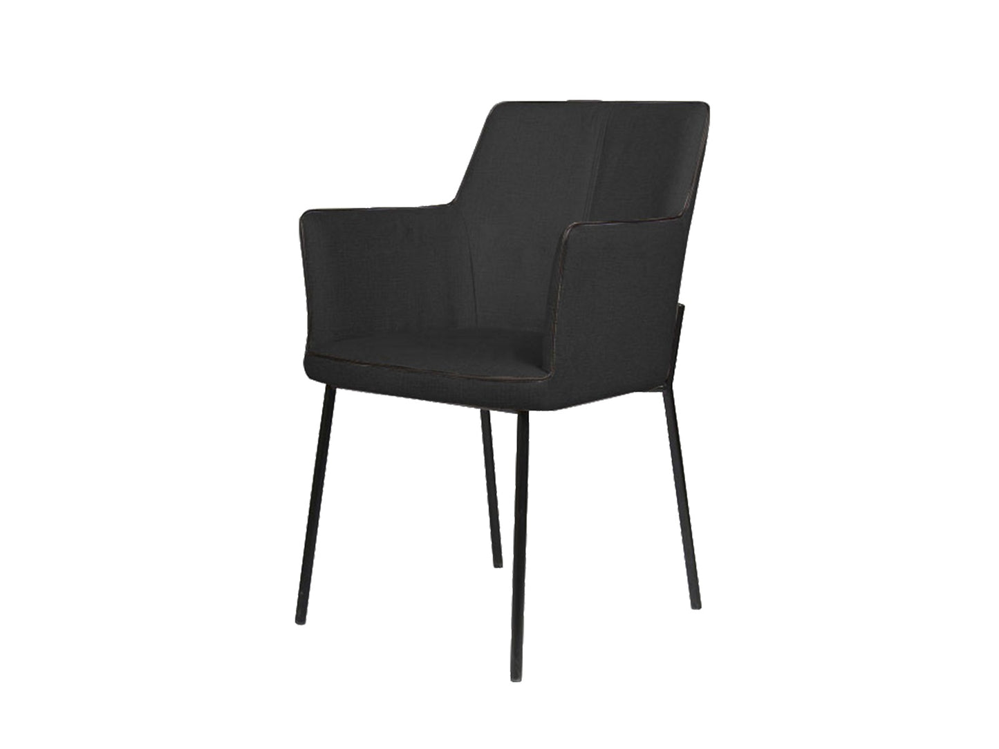1 stk. Gefion Spisebordsstol, mørkegrå stof, sort metal ben.