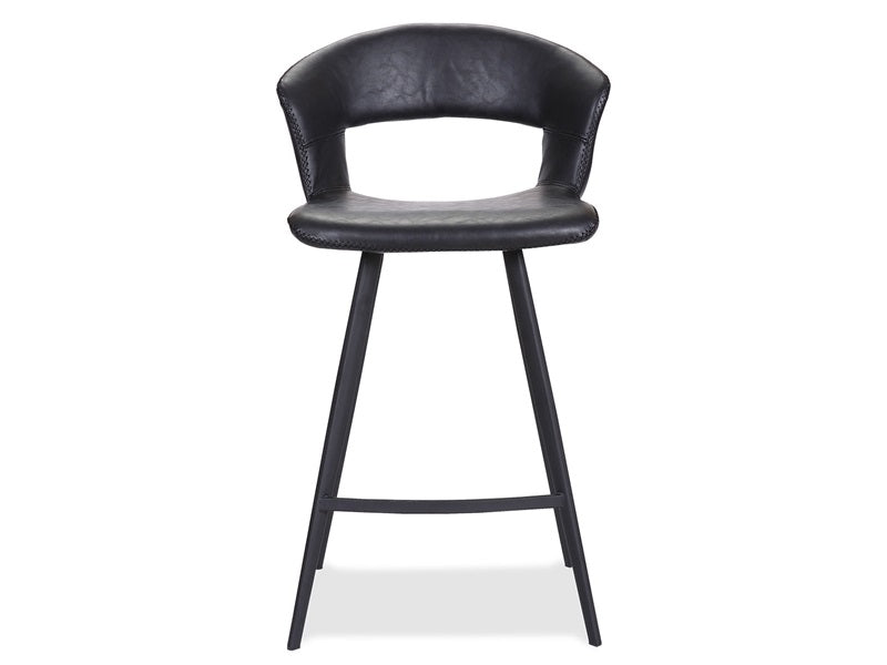 2 stk. Tora Barstole "høj model", sort kunstlæder, sort metal ben.