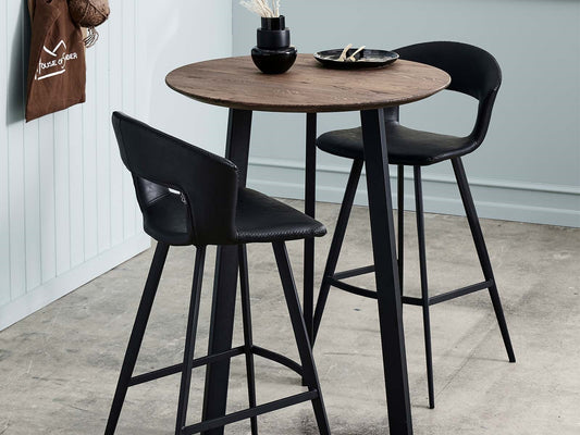2 stk. Tora Barstole "høj model", sort kunstlæder, sort metal ben.
