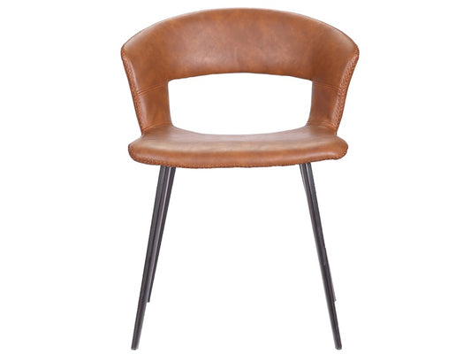 2 stk. Toro Spisebordsstole, cognac kunstlæder, sort metal ben.