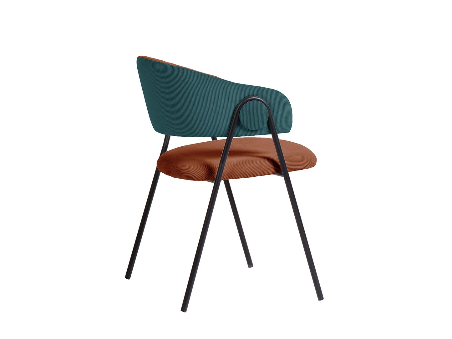 2 stk. Lina Spisebordsstole, rust farvet, blå bagside på ryglæn sort metal ben.