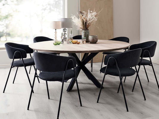 2 stk. Lina Spisebordsstole, sort farvet, sort metal ben.