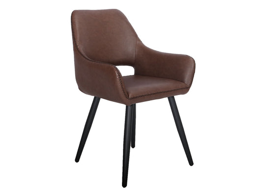 2 stk. Frida Spisebordsstole, brun kunstlæder, sort metal ben.