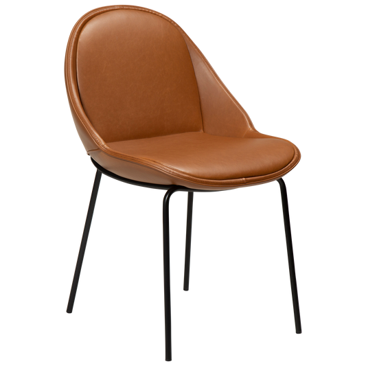 2 stk. ARCH Spisebordsstol brun kunstlæder, sort metal