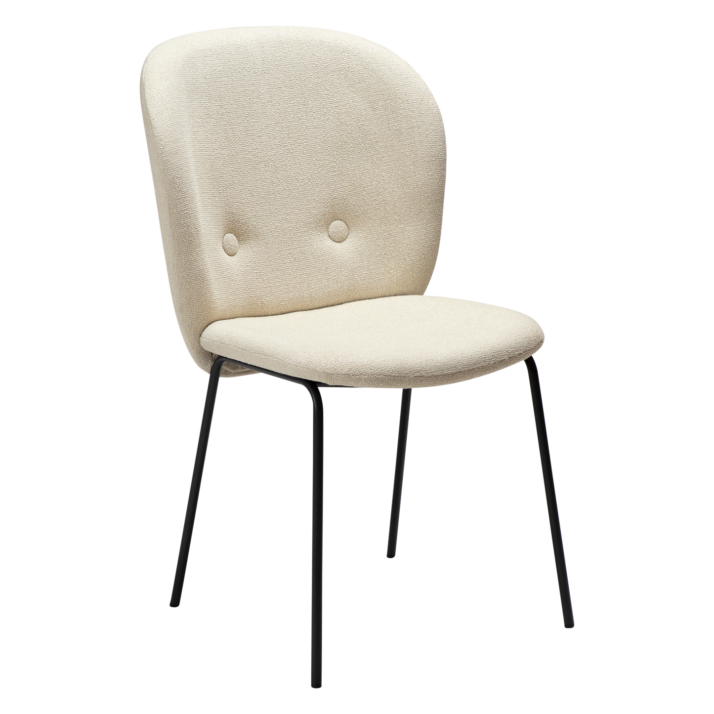 2 stk. BRACE Stole, hvid/beige bouclé stof, sorte metal ben.