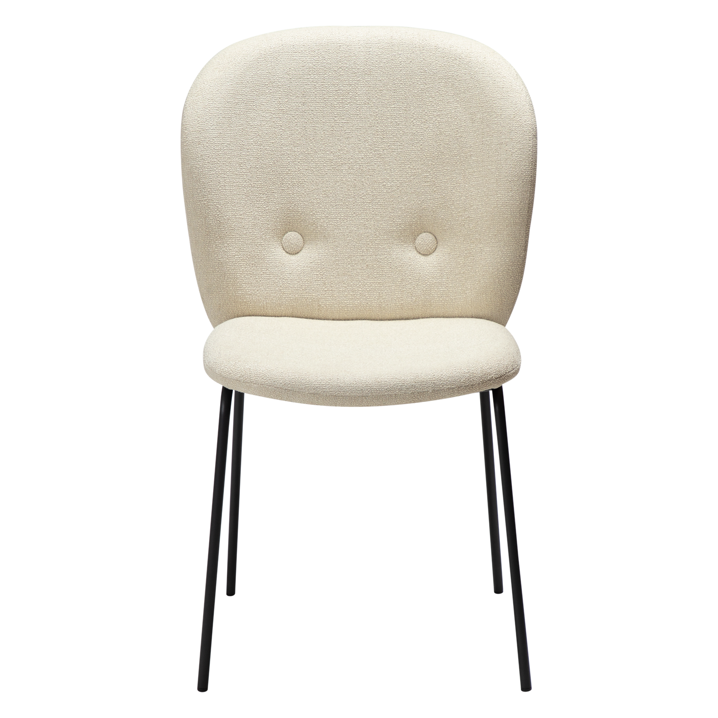2 stk. BRACE Stole, hvid/beige bouclé stof, sorte metal ben.