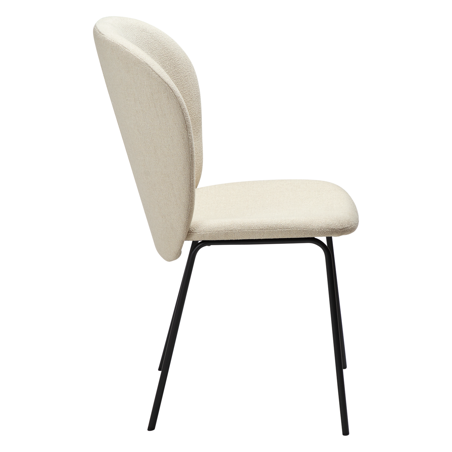 2 stk. BRACE Stole, hvid/beige bouclé stof, sorte metal ben.