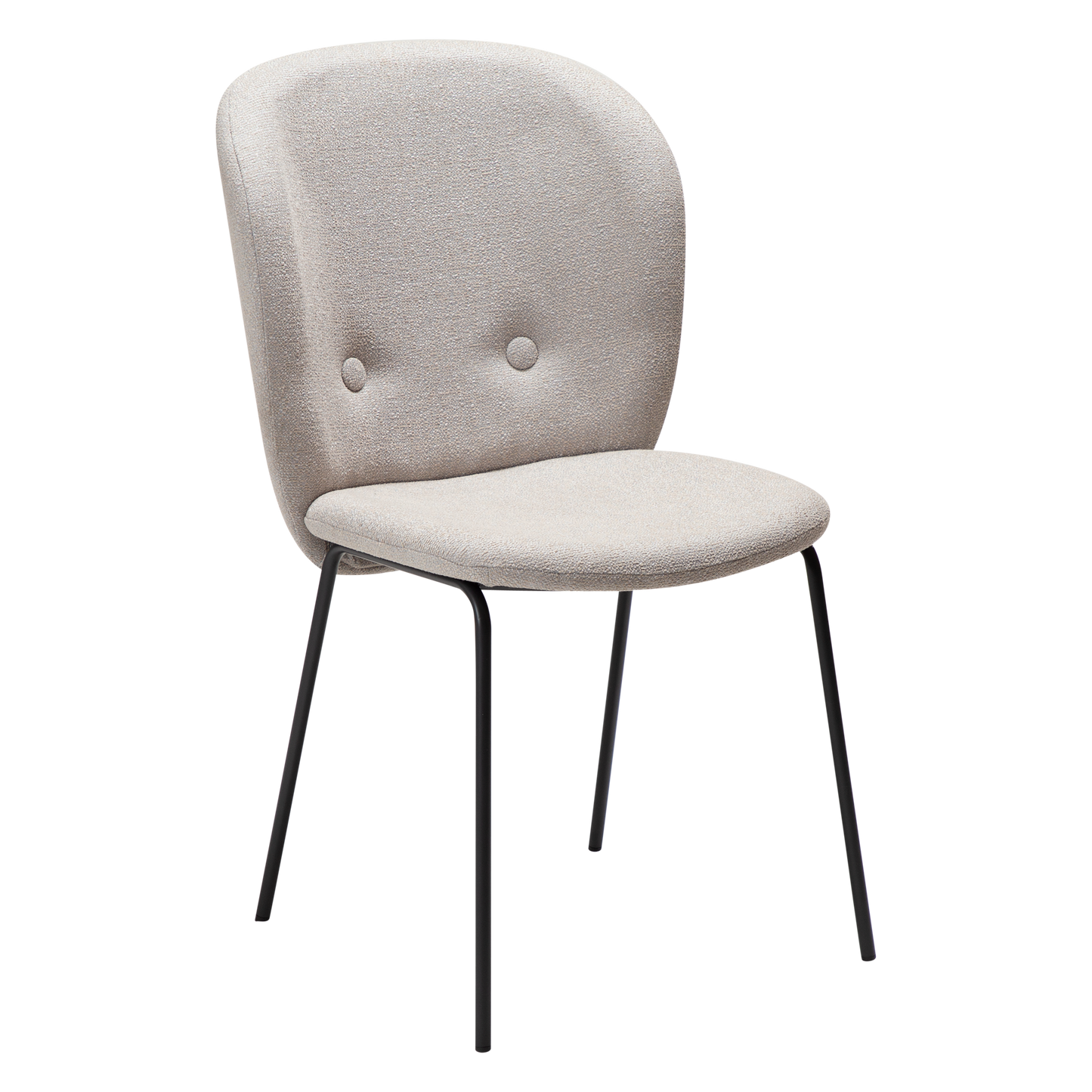 2 stk. BRACE Stole, grå/beige bouclé stof, sorte metal ben.