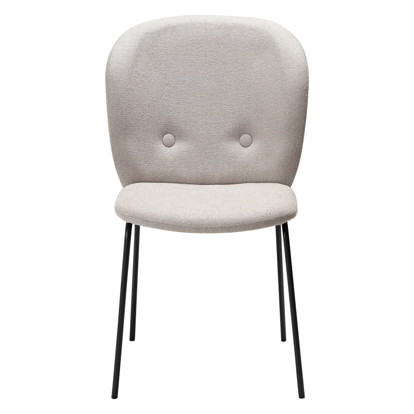 2 stk. BRACE Stole, grå/beige bouclé stof, sorte metal ben.