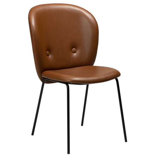 2 stk. BRACE Stole, lys brun kunstlæder, sorte metal ben.