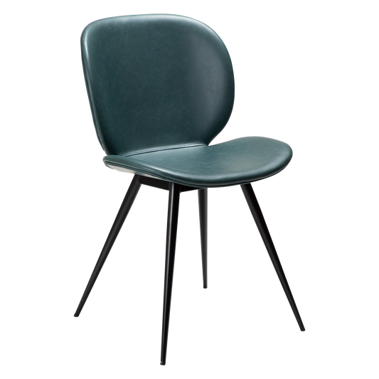 2 stk. CLOUD Spisebordsstole, grøn kunstlæder, sorte metal ben.