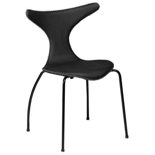 2 stk. DOLPHIN Spisebordsstole, sort læder, sorte metal ben.
