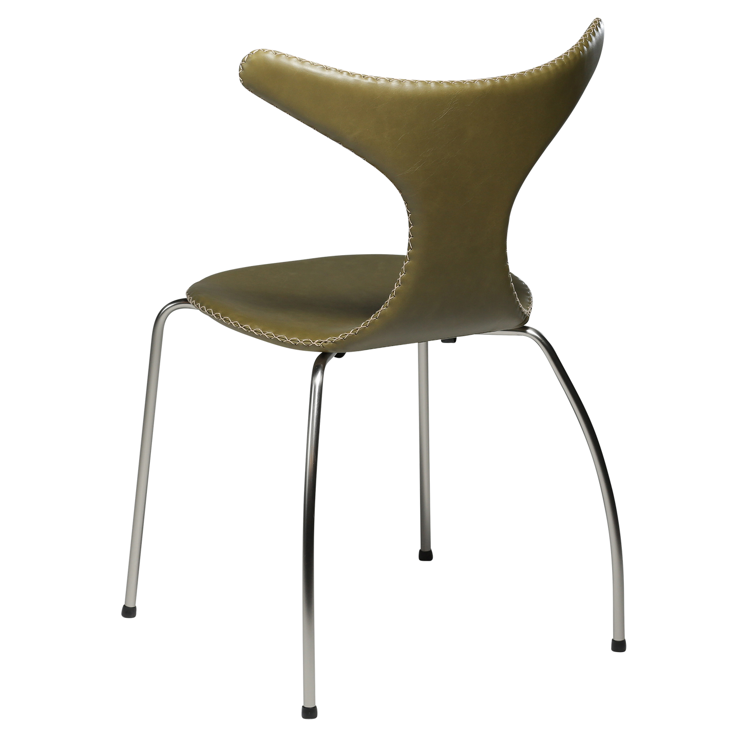 2 stk. DOLPHIN Spisebordsstol, mosgrøn kunstlæder, sorte metal ben.