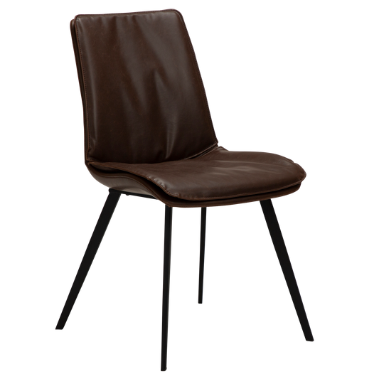 2 stk. FIERCE Stol brun kunstlæder, sort metal