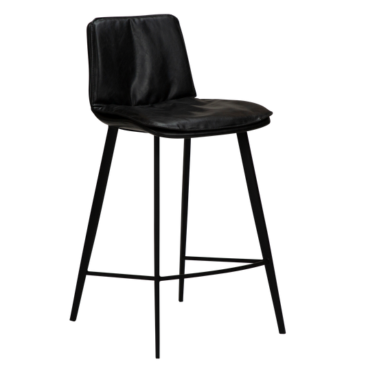 2 stk. FIERCE Counter Barstol sort kunstlæder, sort metal