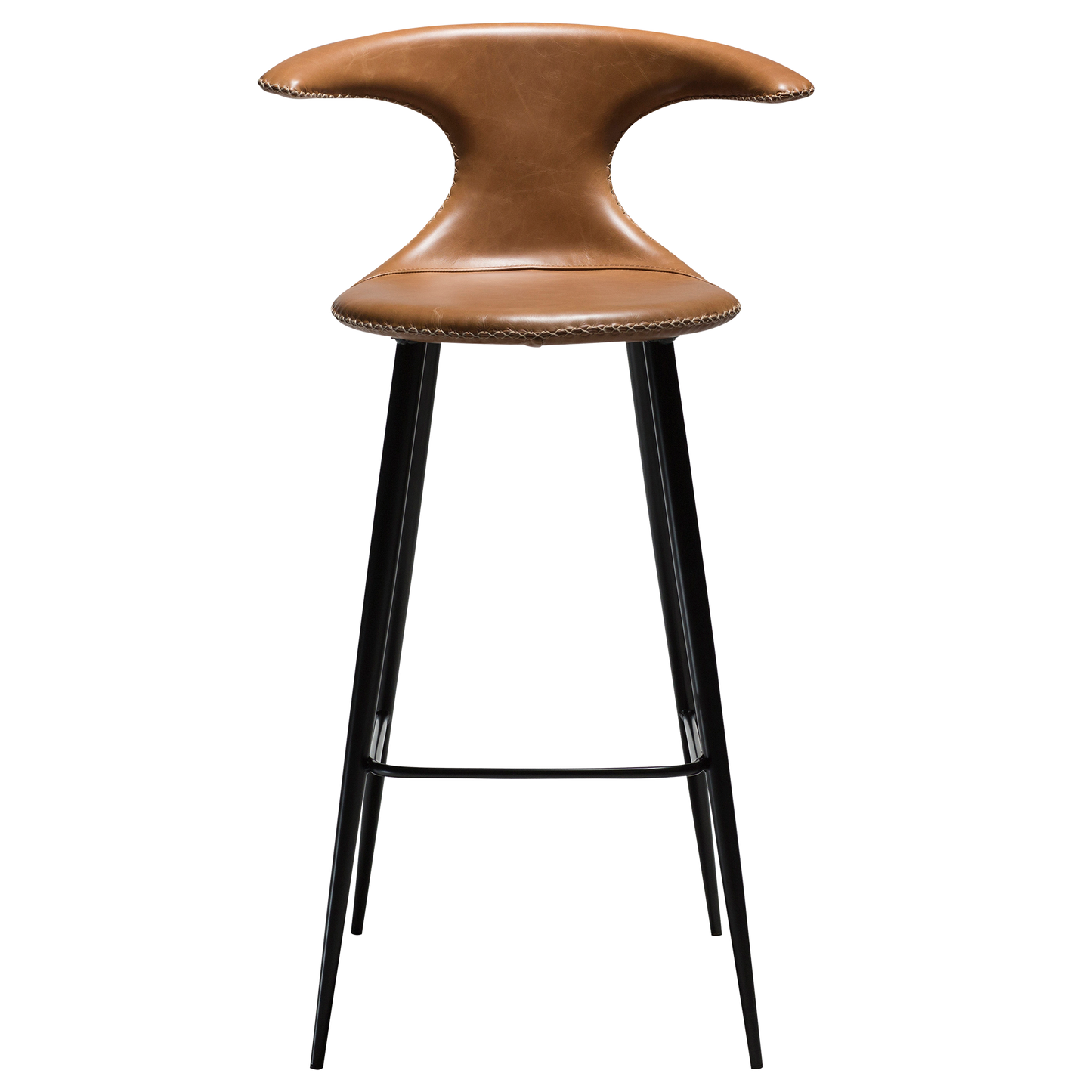 2 stk. FLAIR Barstole, lys brun læder, sorte metal ben.