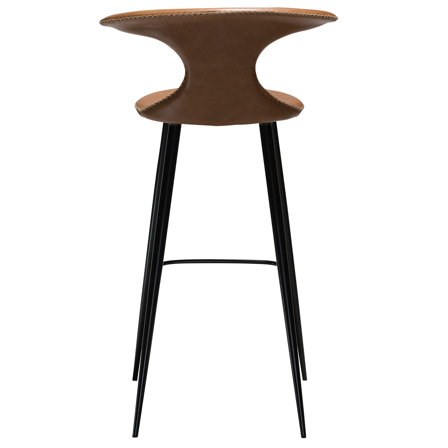 2 stk. FLAIR Barstole, lys brun læder, sorte metal ben.