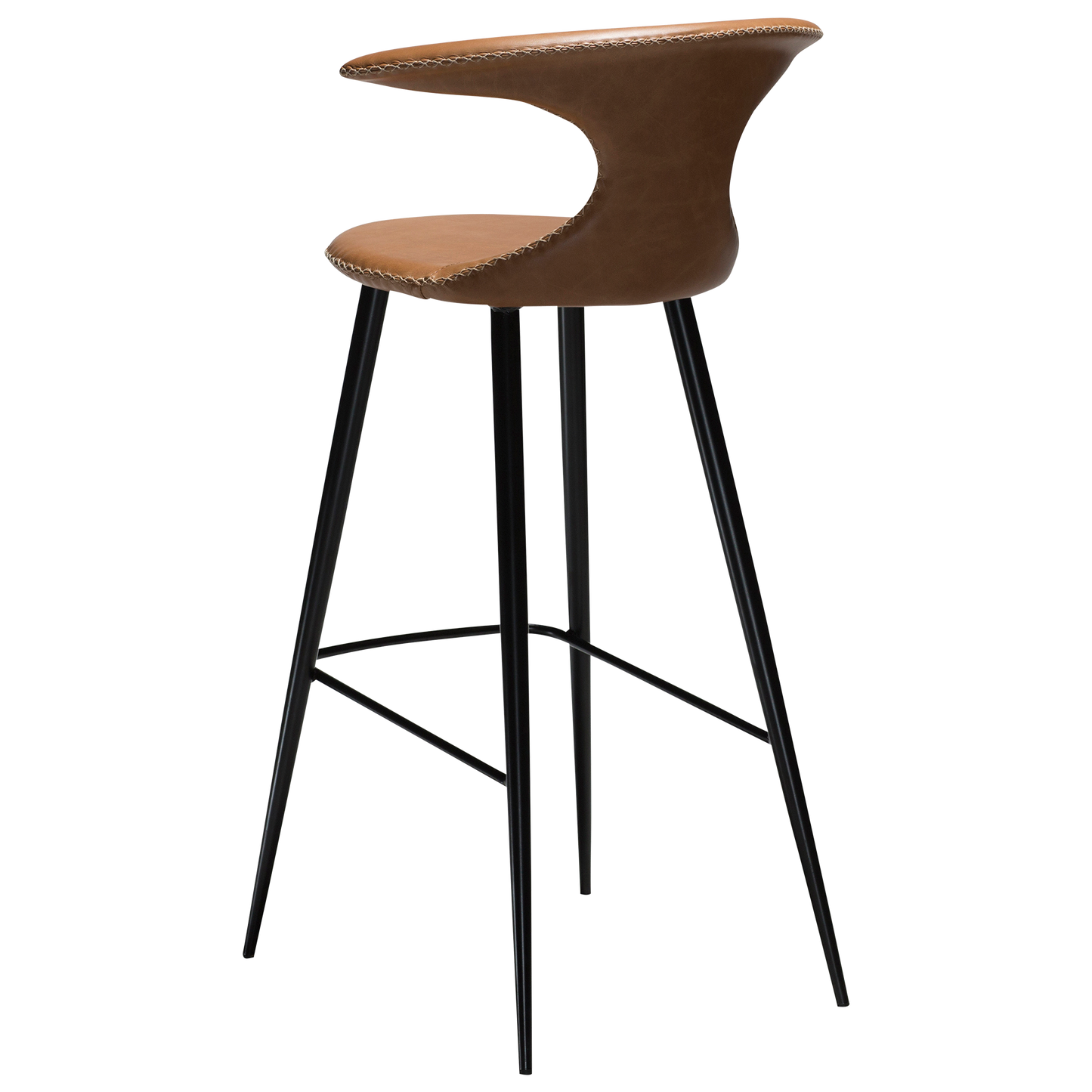2 stk. FLAIR Barstole, lys brun læder, sorte metal ben.