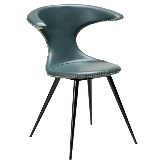 2 stk. FLAIR Spisebordsstol, grøn kunstlæder, sorte metal ben.