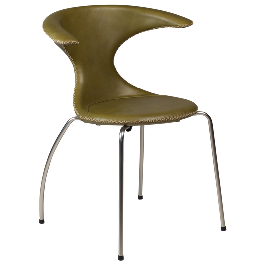 4 stk. FLAIR Stol mosgrønt kunstlæder, mat metal