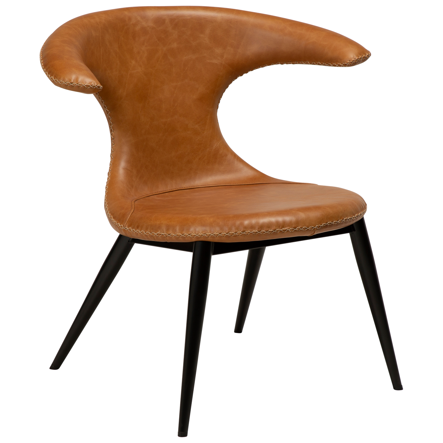 1 stk. FLAIR Loungestol, lys brun læder, sort metal ben.
