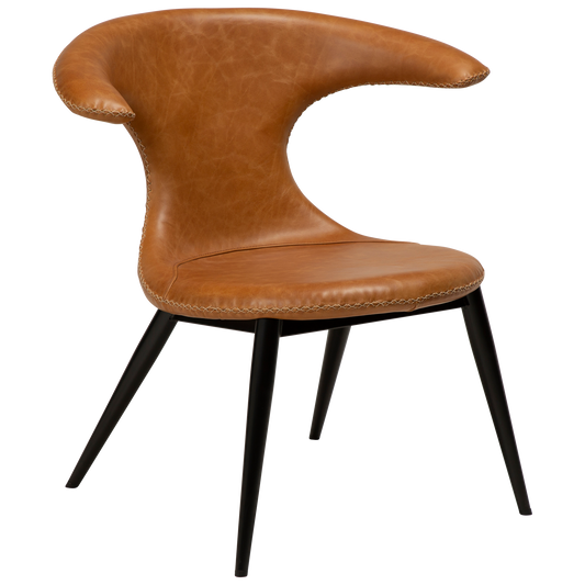 1 stk. FLAIR Loungestol, lys brun læder, sort metal ben.