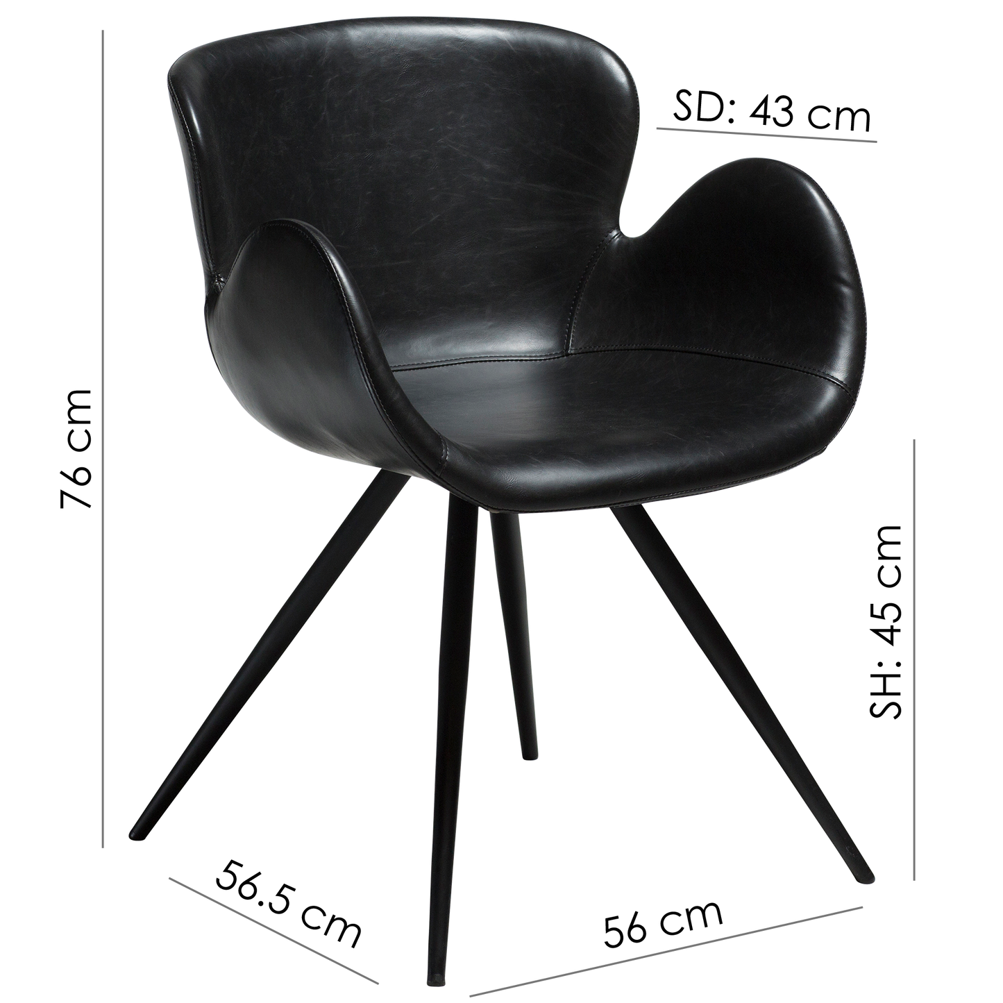 2 stk. GAIA Spisebordsstole, grå fløjl, sorte metal ben.
