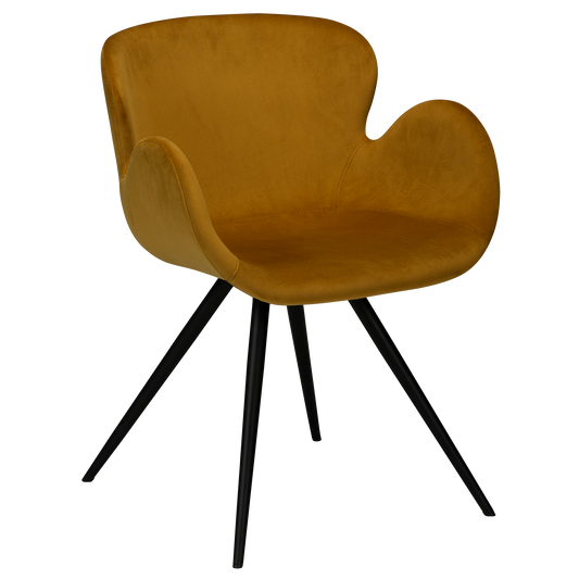 2 stk. GAIA Spisebordsstole, bronze farvet fløjl, sorte metal ben.