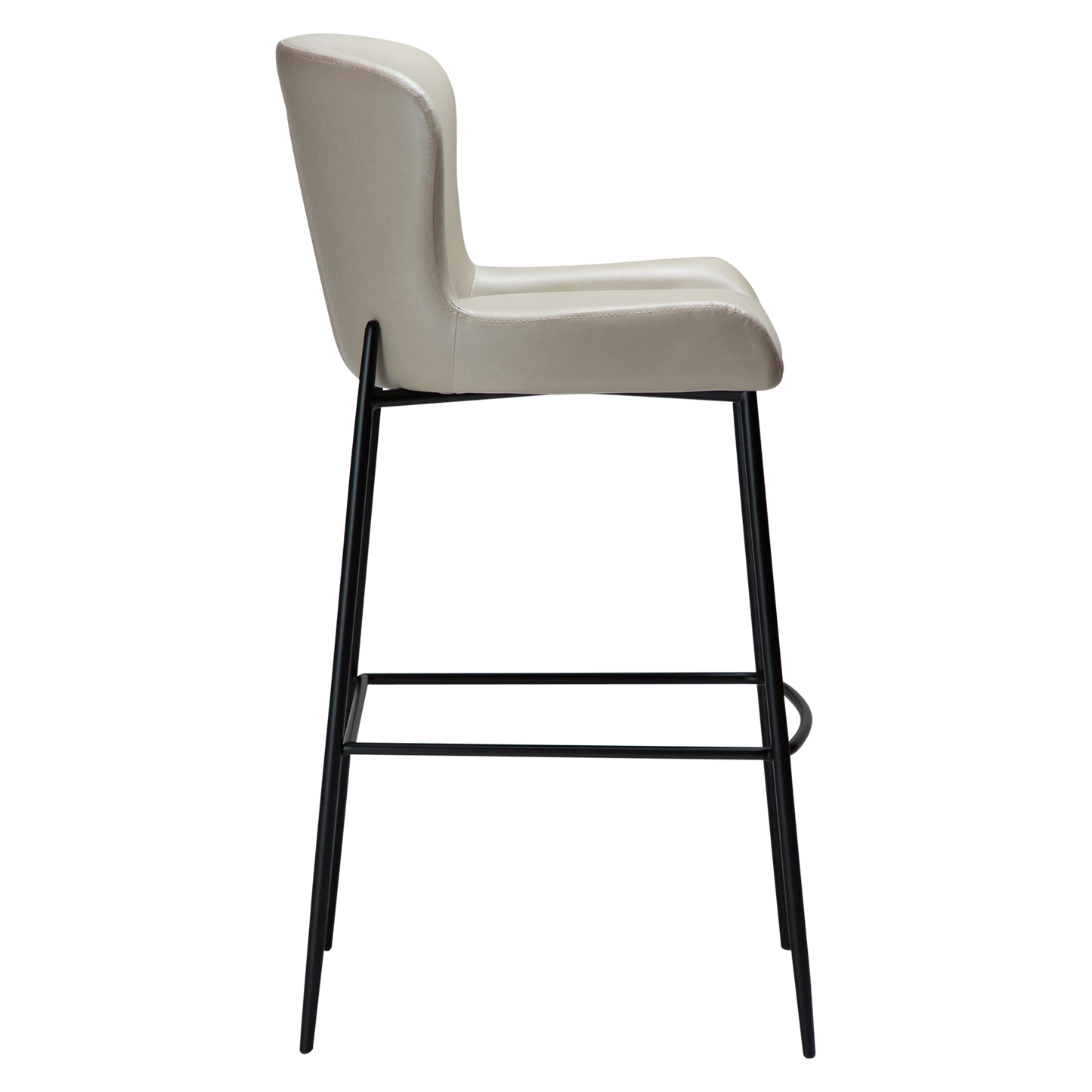 1 stk. GLAMOROUS Barstol, beige/grå kunstlæder, sorte metal ben.