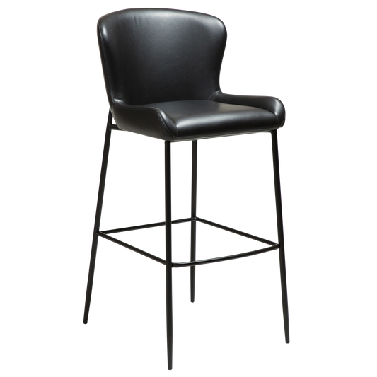 1 stk. GLAMOROUS Barstol, sort kunstlæder, sorte metal ben.