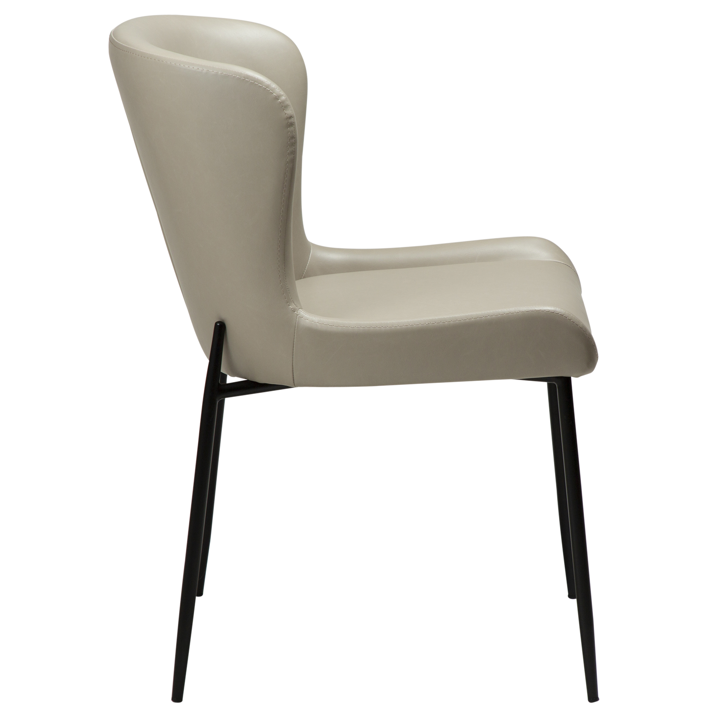 2 stk. GLAMOROUS Spisebordsstole, grå/beige kunstlæder, sorte metal ben.