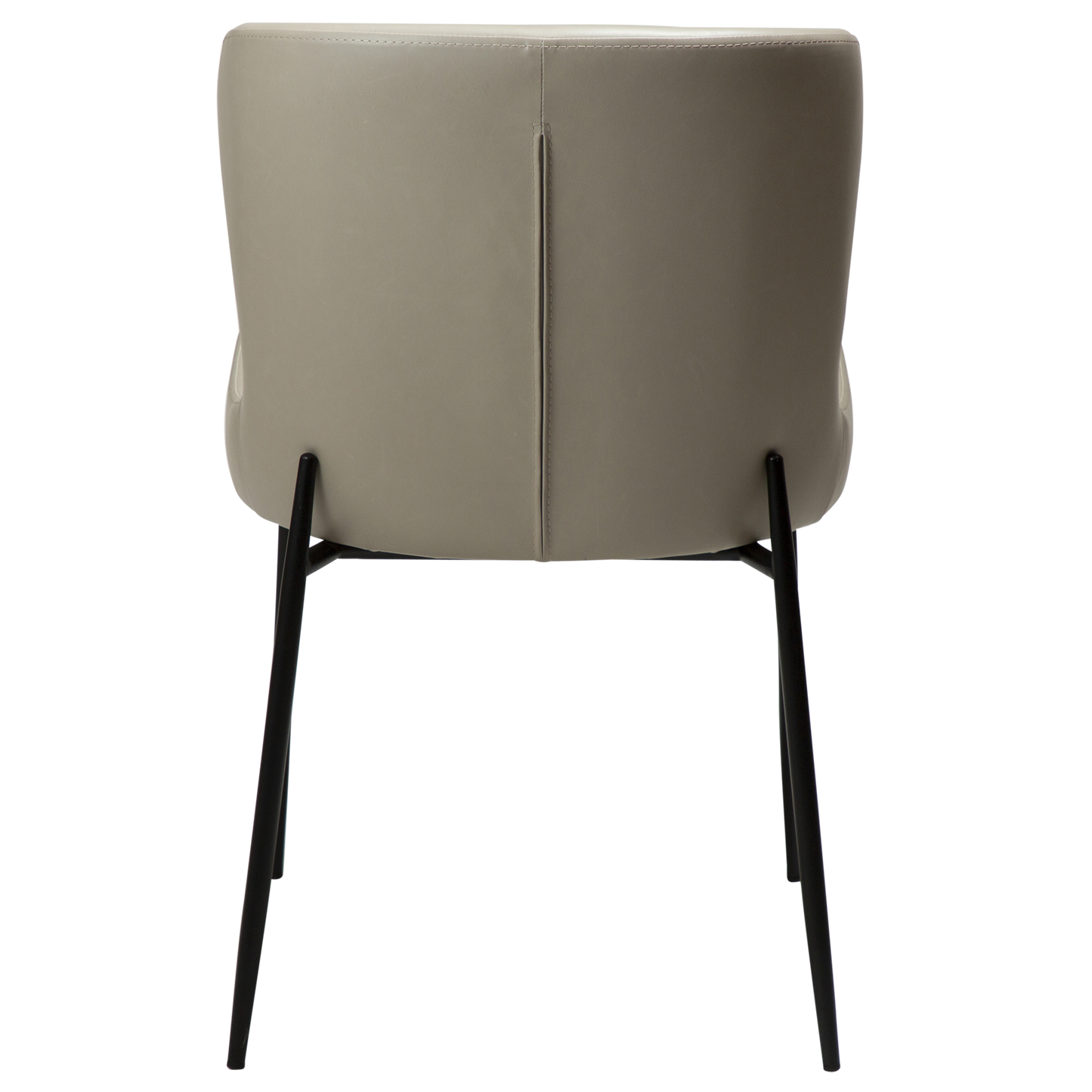 2 stk. GLAMOROUS Spisebordsstole, grå/beige kunstlæder, sorte metal ben.