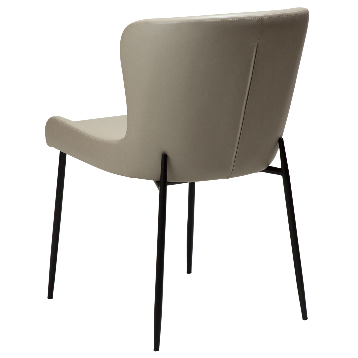 2 stk. GLAMOROUS Spisebordsstole, grå/beige kunstlæder, sorte metal ben.