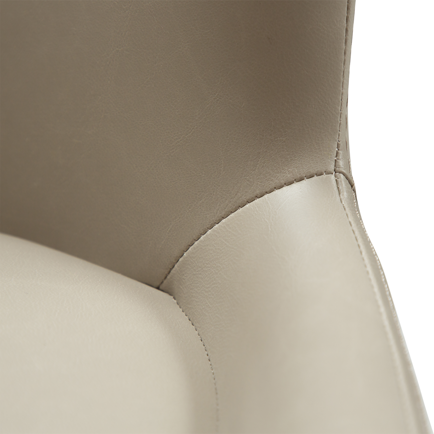 2 stk. GLAMOROUS Spisebordsstole, grå/beige kunstlæder, sorte metal ben.