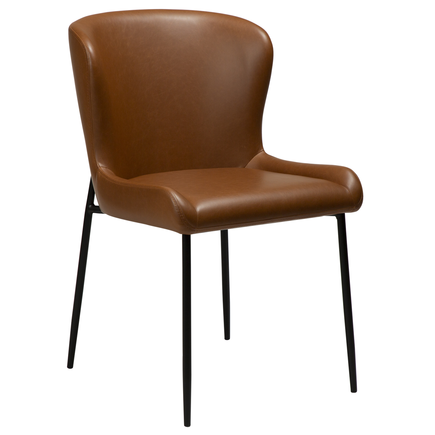 2 stk. GLAMOROUS Spisebordsstole, lys brun kunstlæder, sorte metal ben.