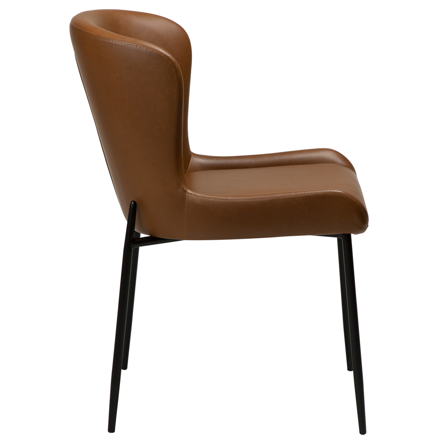 2 stk. GLAMOROUS Spisebordsstole, lys brun kunstlæder, sorte metal ben.