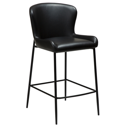 1 stk. GLAMOROUS Counter barstol, sort kunstlæder, sorte metal ben.