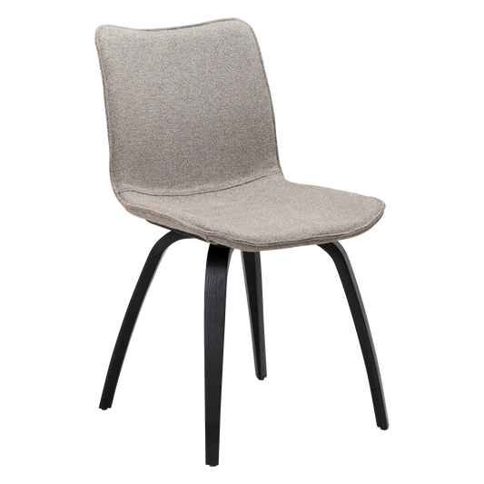 2 stk. GLEE Spisebordsstol, lys brun stof bouclé, sortbejdset ask.