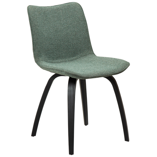 2 stk. GLEE Spisebordsstol, grøn bouclé stof, sortbejdset ask.