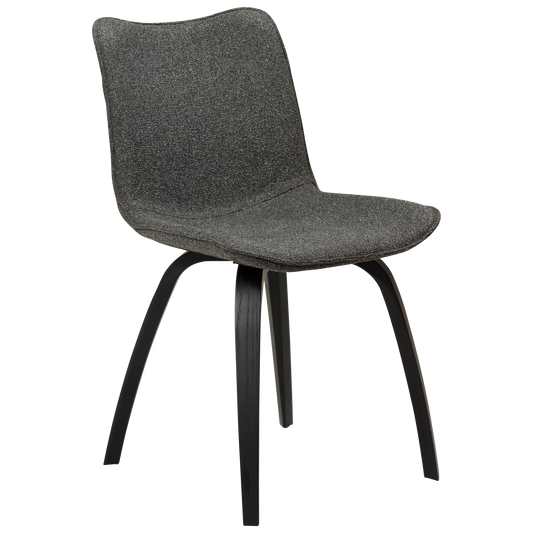 2 stk. GLEE Spisebordstol, stengrå stof bouclé, sortbejdset ask.