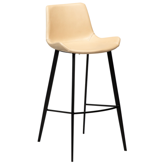 2 stk. Hype Barstol ivory kunstlæder, sort metal