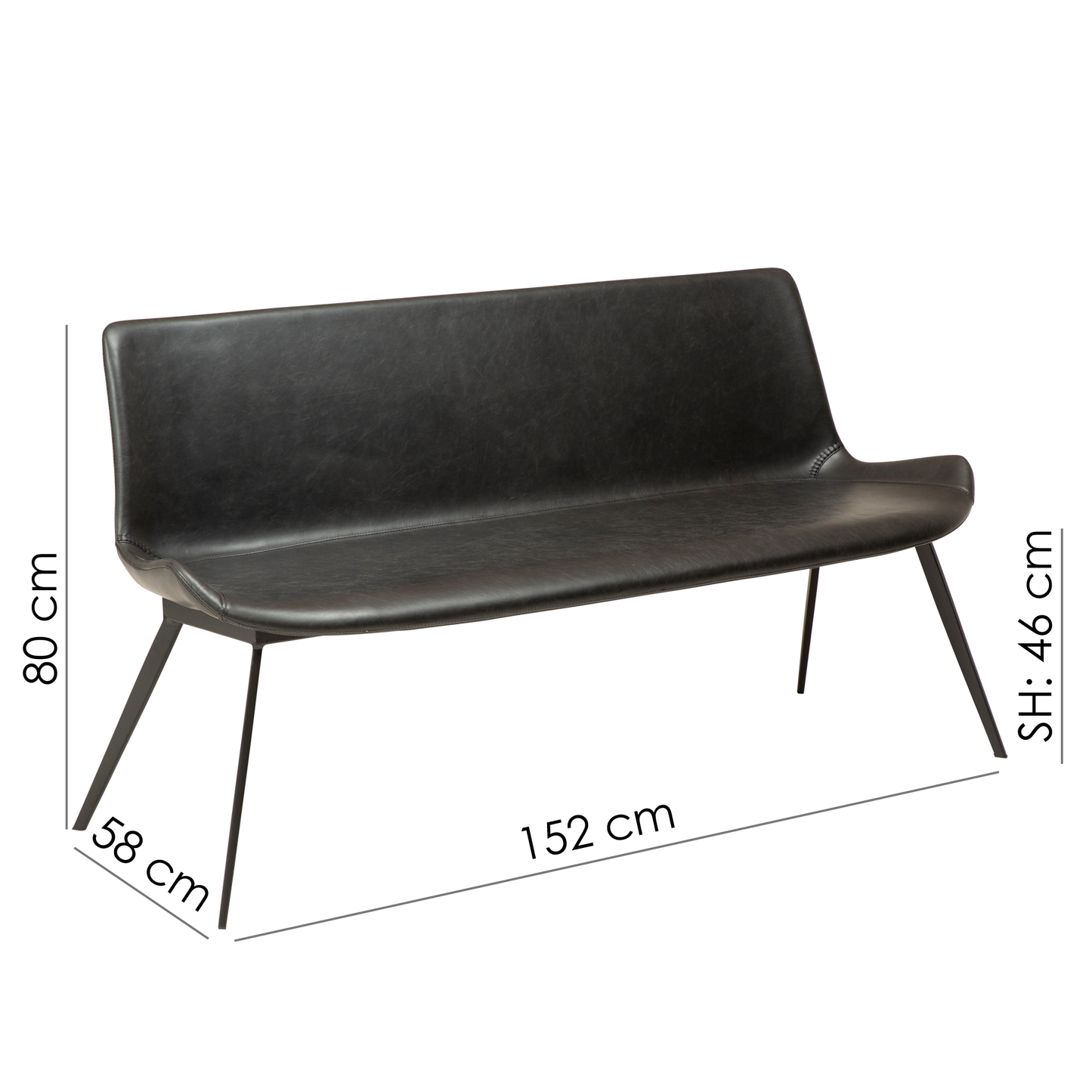 1 stk. HYPE Bænk lysbrun kunstlæder, sort metal