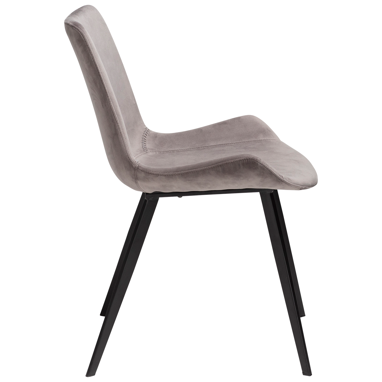 2 stk. HYPE Spisebordsstole, grå fløjl stof, sorte metalben.