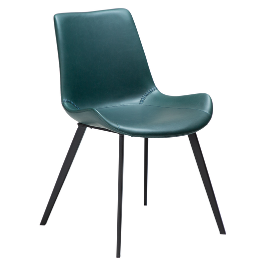 2 stk. HYPE Spisebordsstole, grøn kunstlæder, sorte metal ben.