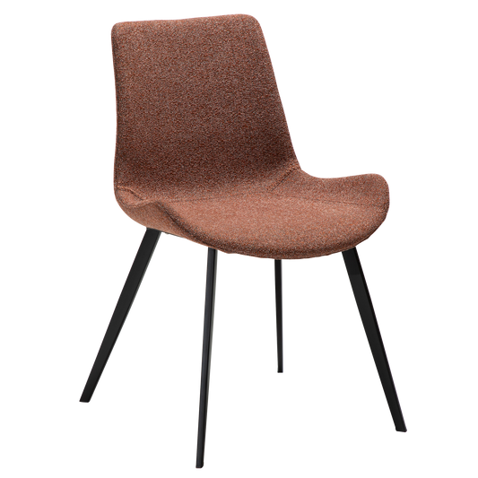 2 stk. HYPE Spisebordsstol rød bouclé stof, sort metal ben.