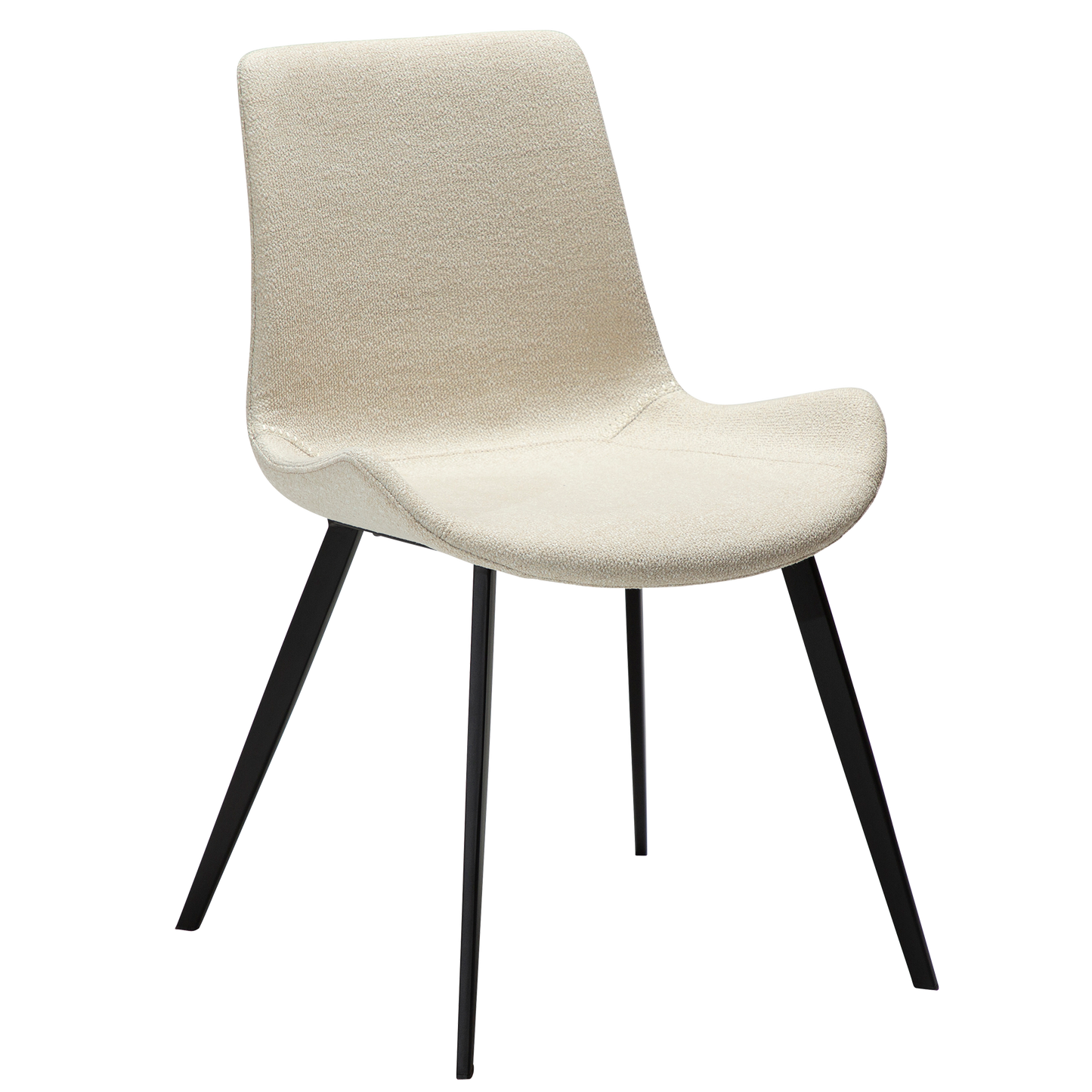 2 stk. HYPE Spisebordsstole, hvid/beige bouclé, sorte metal ben.