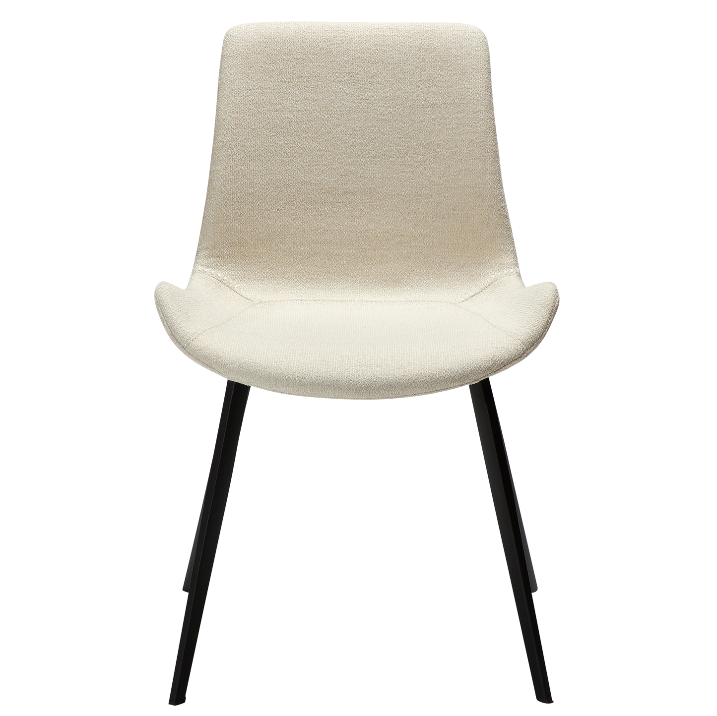 2 stk. HYPE Spisebordsstole, hvid/beige bouclé, sorte metal ben.