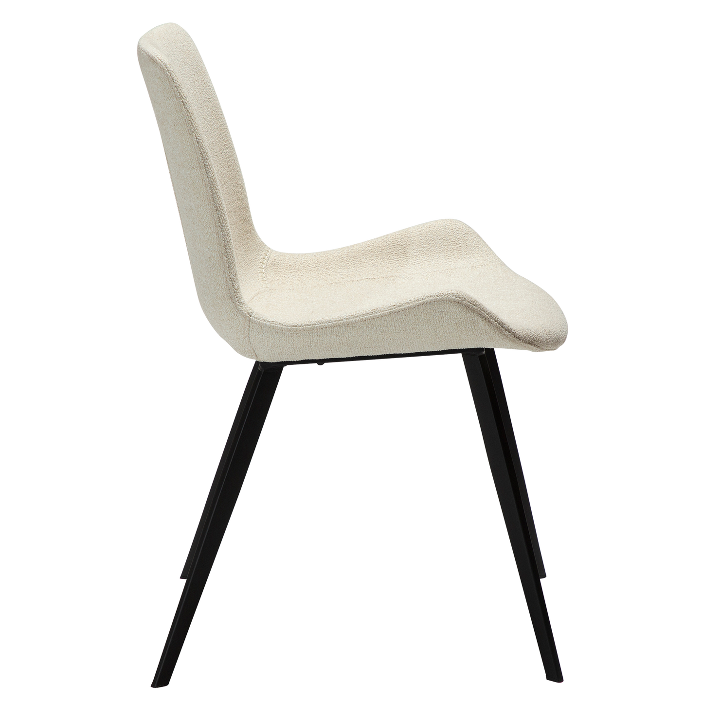 2 stk. HYPE Spisebordsstole, hvid/beige bouclé, sorte metal ben.