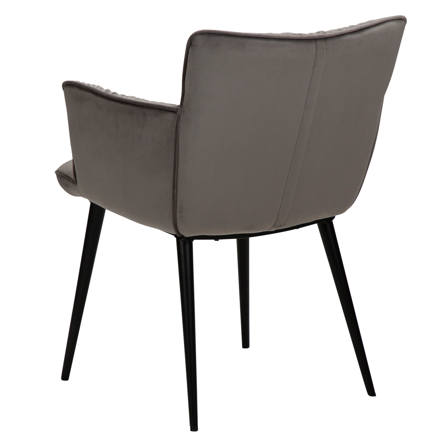 1 stk. JOIN Lænestol, grå fløjl stof, sorte metal ben.